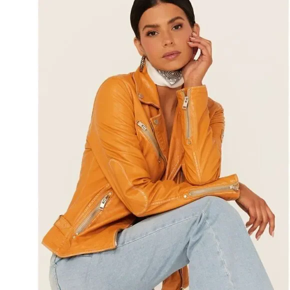 Free People MAURITIUS LEATHER WOMEN'S SOFIA MOTO LEATHER JACKET